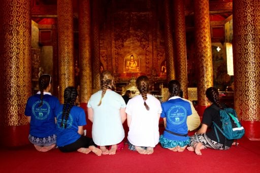 Group of students visit a temple