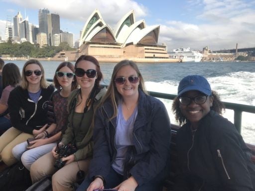 Loop Abroad student riding a ferry boat going to Taronga Zoo