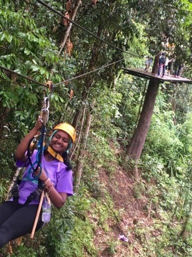 Loop Student on zip line in Northern Thailand