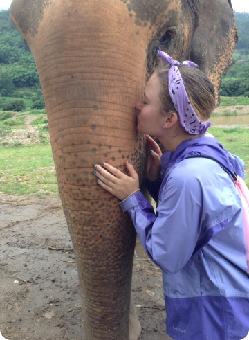 Sarah Hopper with Elephant