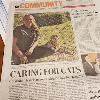 Alana Mehay vet student featured in newspaper.