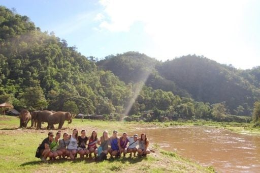 Student group at elephant nature park