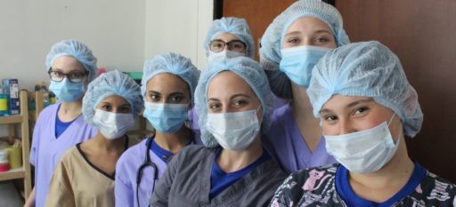 Students with surgical masks